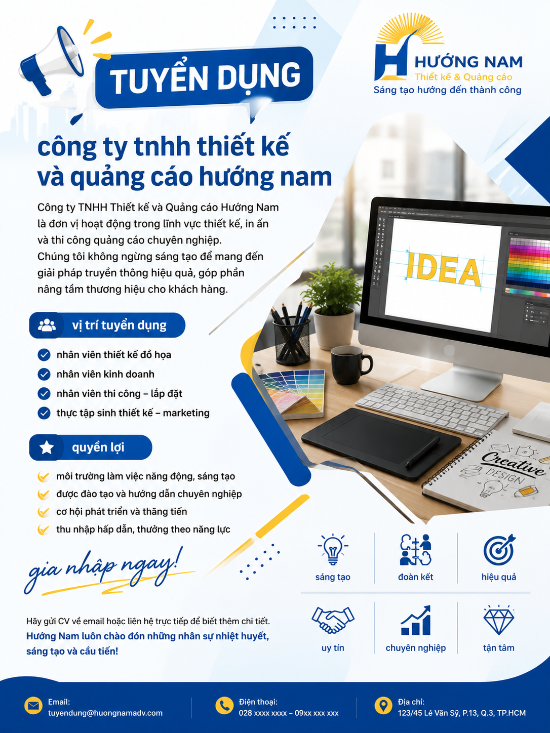 Tuyển dụng công ty TNHH thiến kế và quảng cáo Hướng Nam 