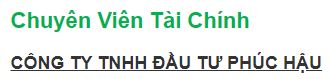 Công ty TNHH Đầu tư Phúc Hậu thông báo tuyển dụng Chuyên viên Tài chính